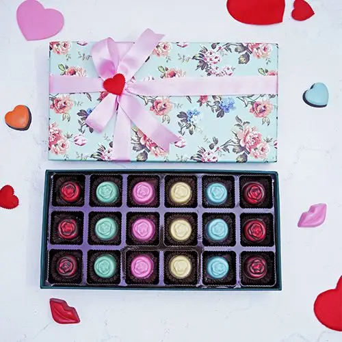 Delectable Rose Shaped Chocolates Gift Box