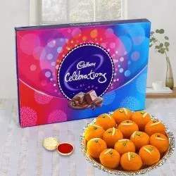 Delectable Combo of Cadbury Celebrations N Haldirams Ladoo