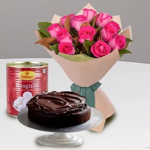 Pink Rosy N Rasgulla with Choco Cake