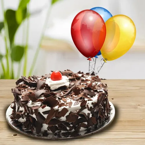 Delicious Black Forest Cake with Balloons