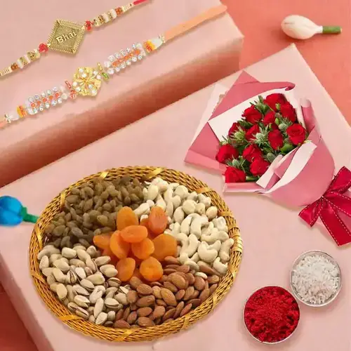Exclusive Roses N Rakhi Delight Set