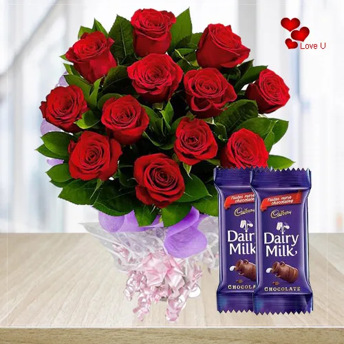 Sweet Sensation Rose Bouquet with Dairy Milk Chocolates