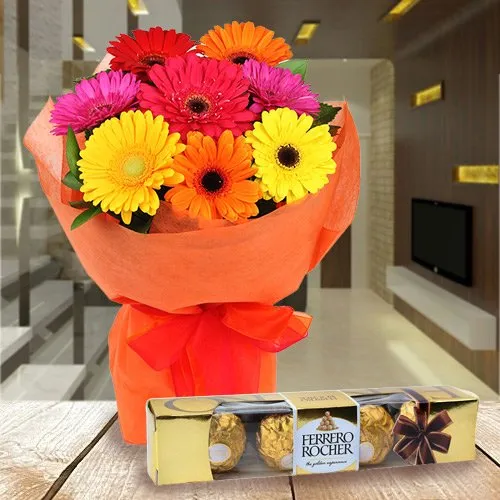 Gaudy Gerberas Rocher Combo