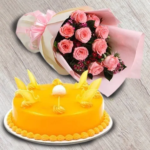 Pink Rosy with Mango Cake
