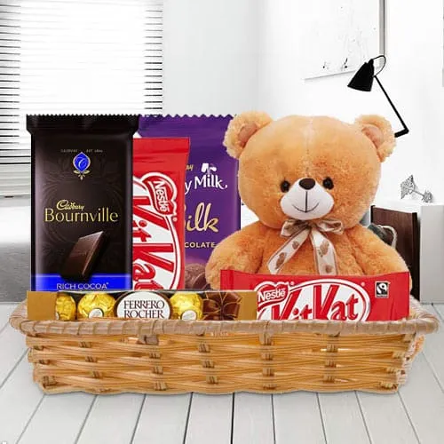 Marvelous Gift Hamper of Chocolates with Teddy