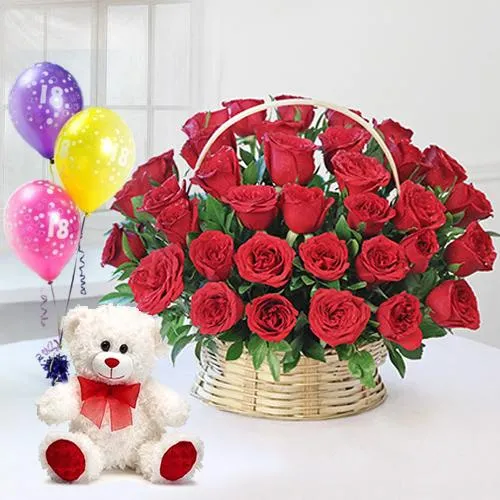 Charming Red Roses Arrangement with Ferrero Rocher Chocolates