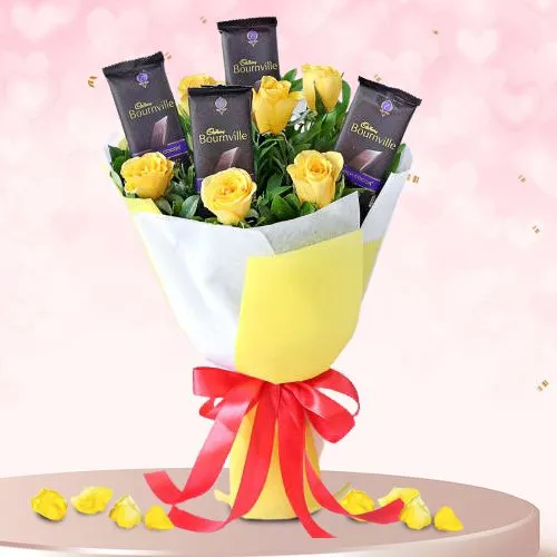 Enticing Roses n Cadbury Chocolates Bouquet