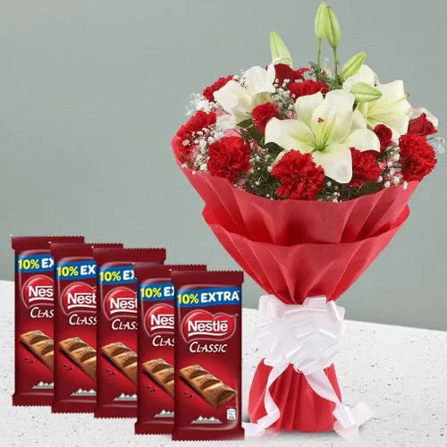 Take My Heart Mixed Flowers Bouquet with Nestle Classic Chocolate