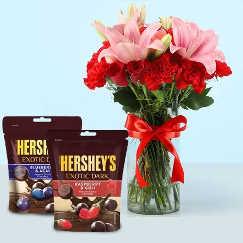 Dazzling Combo of Flowery Romance with Hersheys Exotics