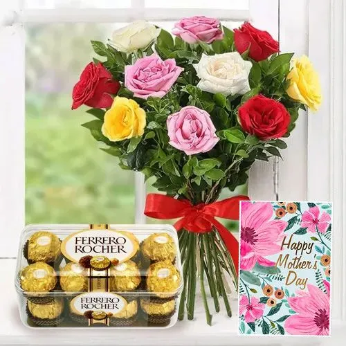 Rocher N Roses with Moms Day Card