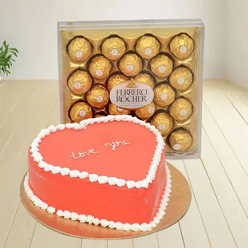 Love You Cake N Fererro Rocher Combo