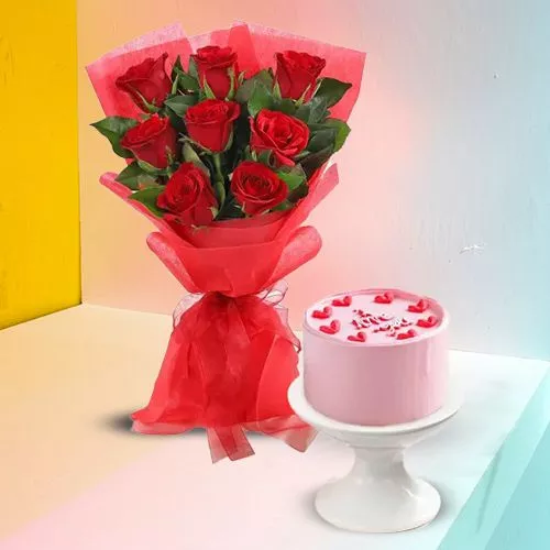 Heartfelt Bouquet  N  Delish Cake Treat