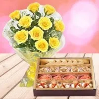 Yellow Roses with Assorted Sweets