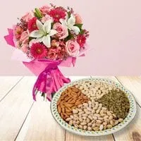 Mixed Flower Bouquet with Dry Fruits