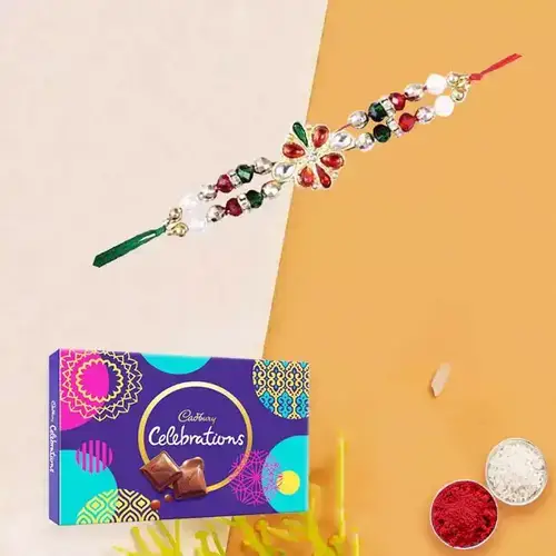 Rakhi Roli Tilak and Chawal with Cadburys Celebration pack