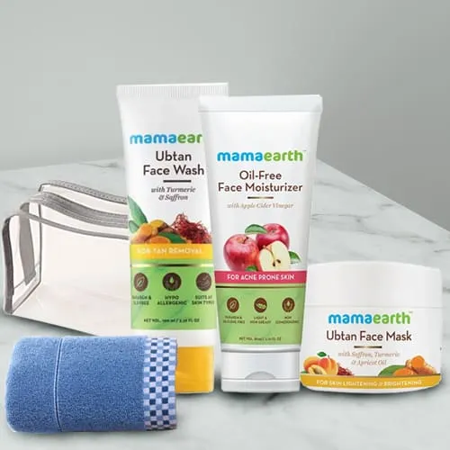 Beautifying Mamaearth Natural Face Care Kit with Soft Face Towel N Pouch