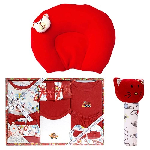 Exclusive Dress Set with Neck Supporting Pillow N Soft Toy for Toddler