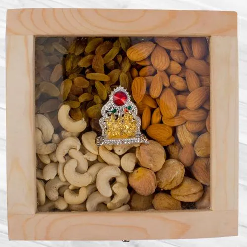 Remarkable Wooden Box of Assorted Dry Fruits n Ganesh Laxmi Mandap