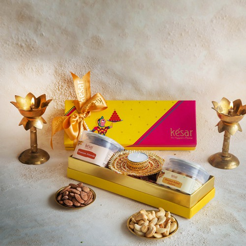 Almond N Cashew with Candle Gift Box from Kesar
