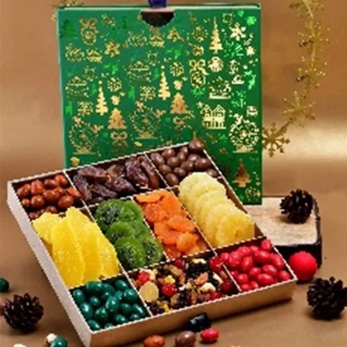 Festive Greetings Tropical Dry Fruits with Dragees Tray