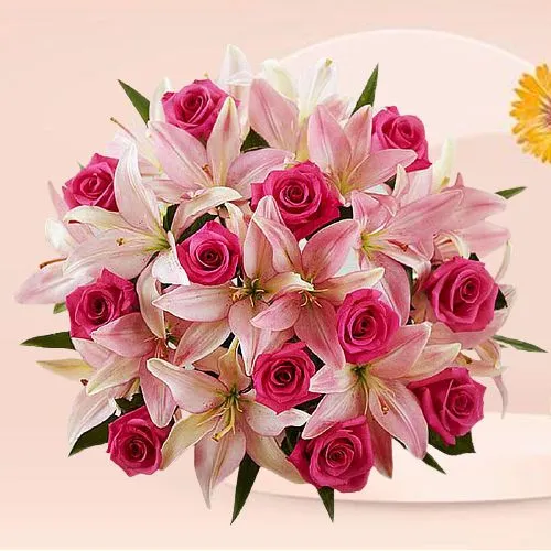 Everlasting Love Pink Rose n Lily Bouquet