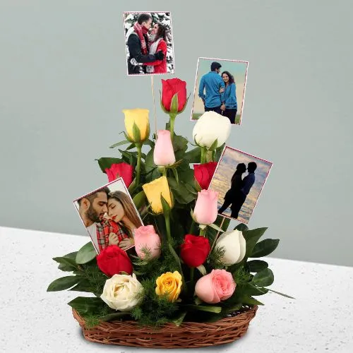 Mixed Rosy Photo Basket