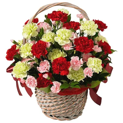 Lovely Mixed Carnations in a Basket