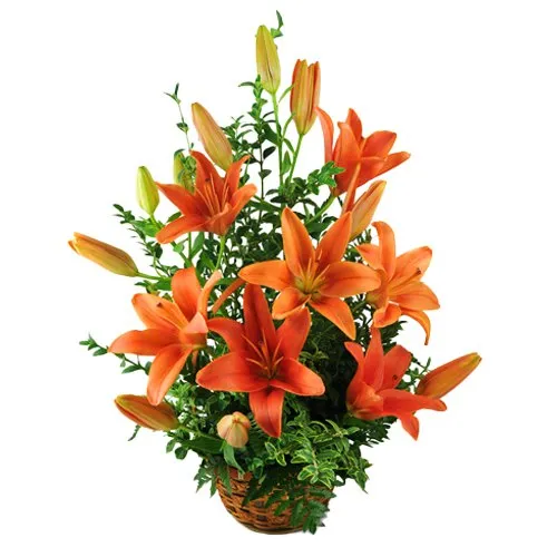 Special Basket of Orange Lilies