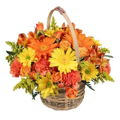 Luxurious Basket of Colorful Flowers