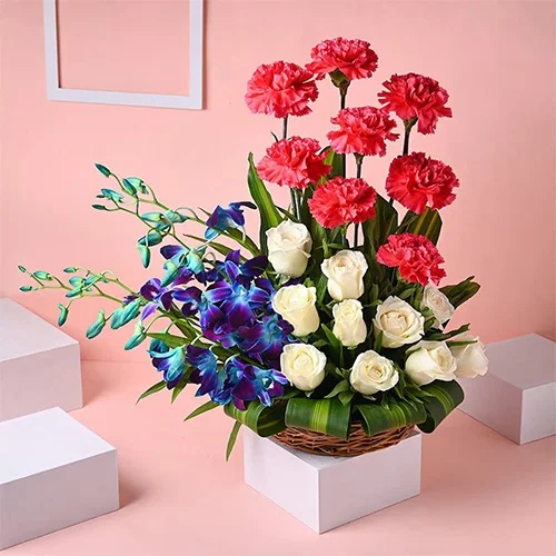 Exclusive Mixed Flower Basket for Mom