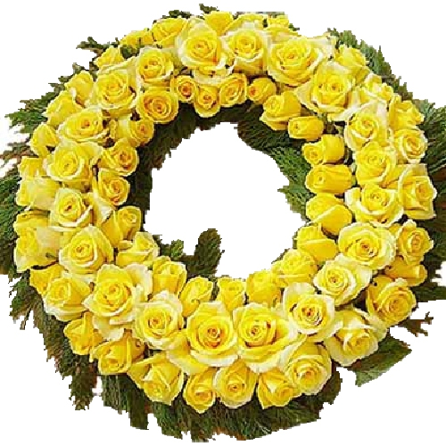 Radiant Yellow Roses Wreath Arrangement