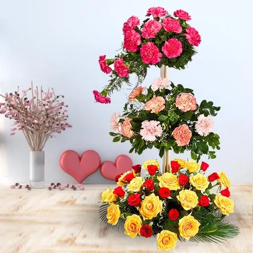 Breathtaking Assorted Flowers 3 Tier Arrangement