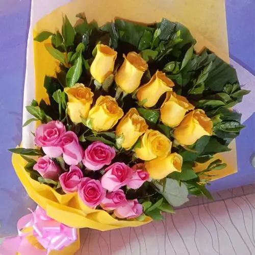 Captivating Yellow N Pink Roses Symphony