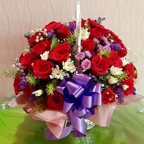 Ravishing Red Roses Elegance Basket