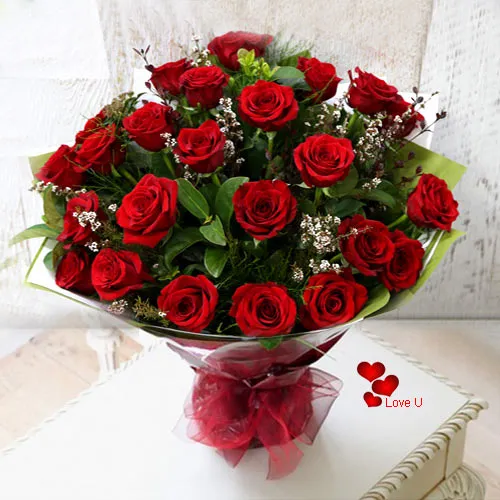 24 Exclusive Red Dutch Roses Bouquet