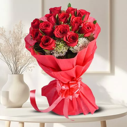 Fiery Red Roses Bunch