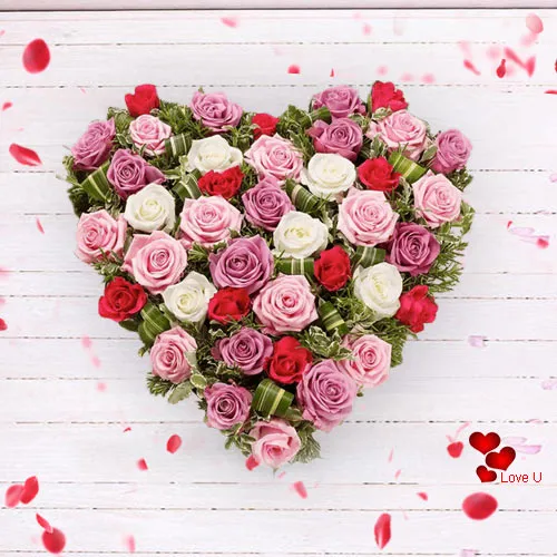 Multi Coloured Heart Shaped Arrangements