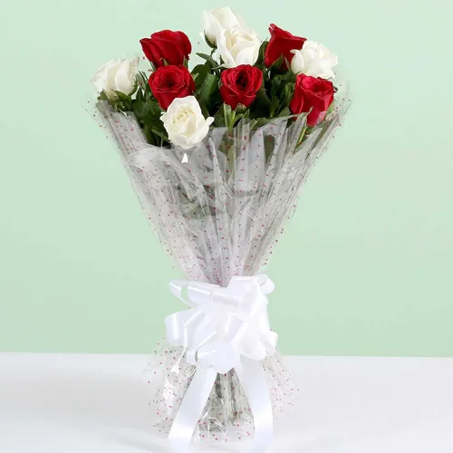 Charming 40 Red and White Roses Big Arrangement