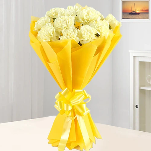 Pretty Bouquet of Yellow Carnations
