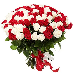 Dazzling Red N White Roses Bouquet