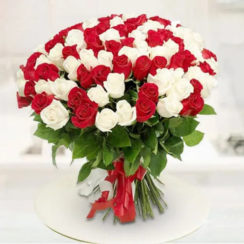 Heavenly Red N White Roses