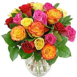 Striking Summer Delight Special Mixed Roses in a Vase