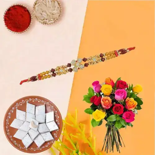 Unique You are Always Special Premium Bouquet with 250 Kaju Katli and Rakhi