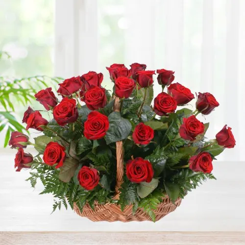 Amazing Basket of Red Roses