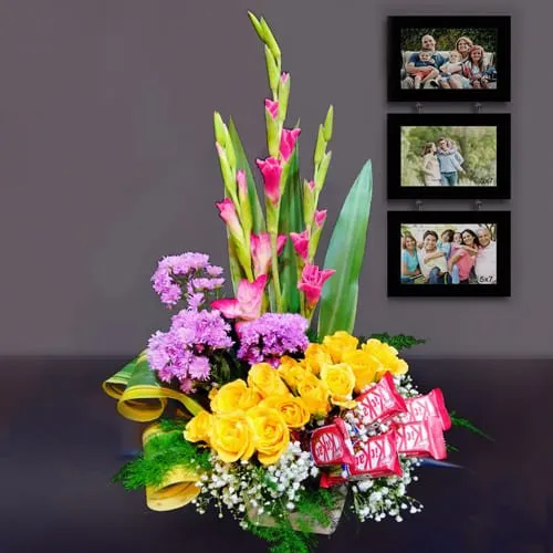 Expressive Display of Assorted Flowers with Chocolates