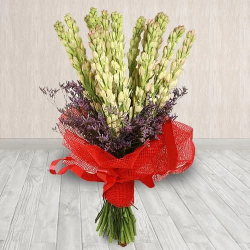 Charming Hand Designed Bouquet of Tuberoses in Tissue Wrapping