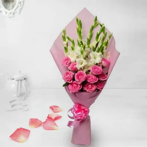 Rosy Pink N White Gladiolus