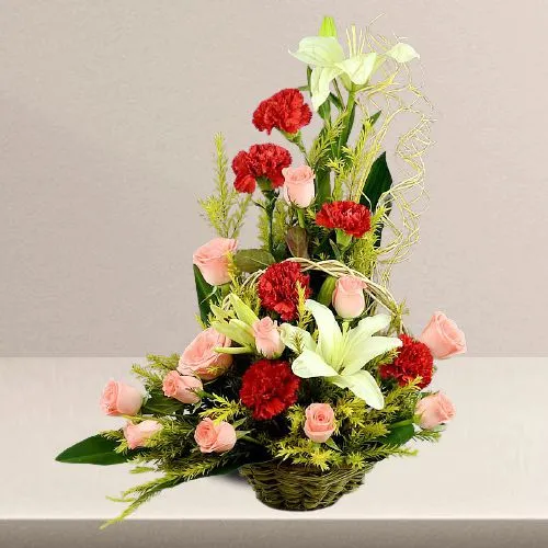 Impressive Basket Arrangement of 20 Mixed Flowers