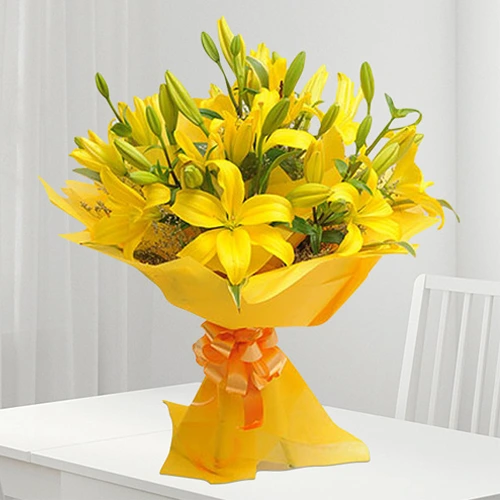 Impressive Bouquet of Yellow Lilies