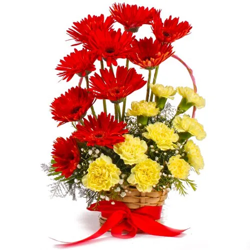 Basket of Gerbera Carnations